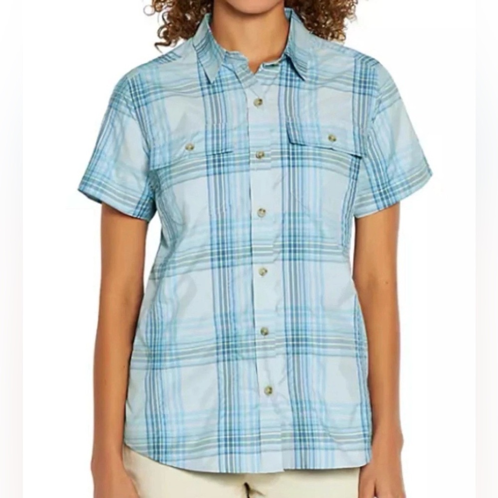 Eddie Bauer Women’s Short Sleeve Moisture Wicking Light Blue Adventure Shirt